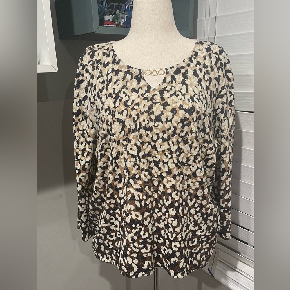 Alfred Dunner Bella Luna Animal Print‎ Sweater Top